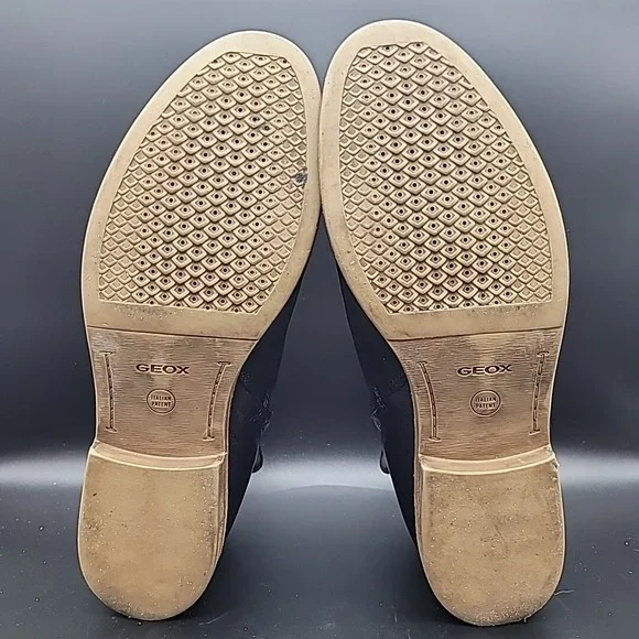 GEOX Respira Women's 8.5 Black Leather‎ Ankle Boots Studded Zipper - Picture 13 of 16